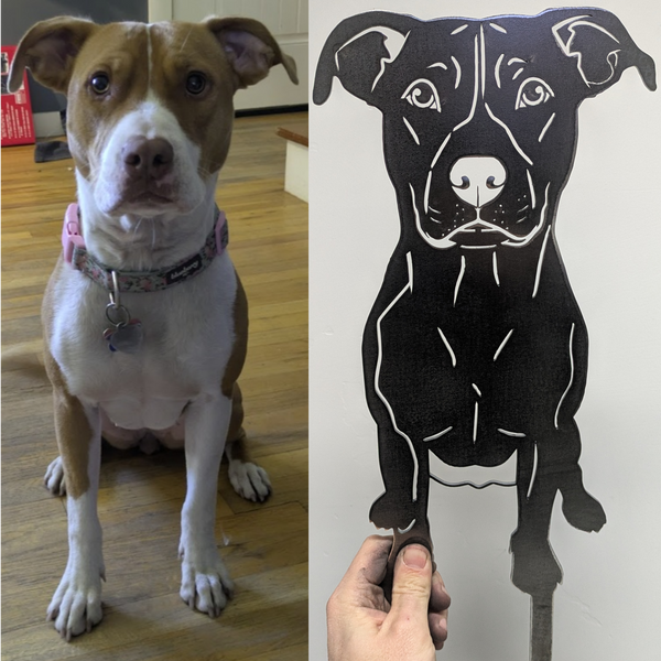 Example custom pet silhouette cut from Corten steel – My Metal Rescue