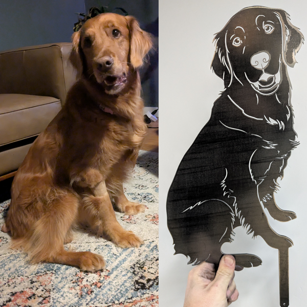 Example custom pet silhouette cut from Corten steel – My Metal Rescue