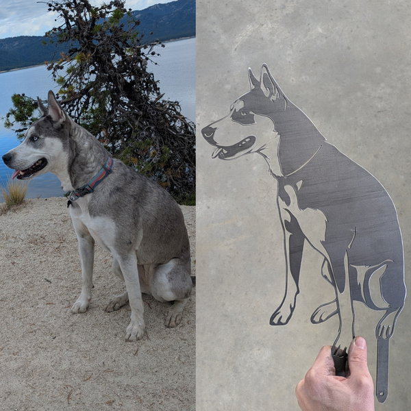Example custom pet silhouette cut from Corten steel – My Metal Rescue