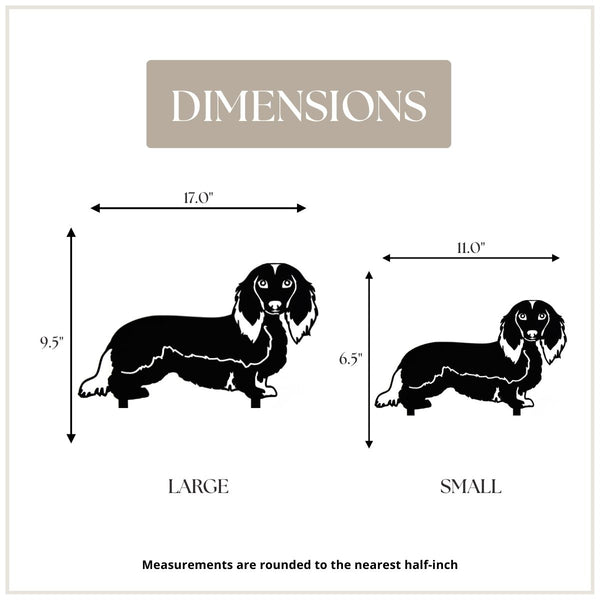 Dachshund Longhaired Corten steel dog silhouette, matte black finish – My Metal Rescue