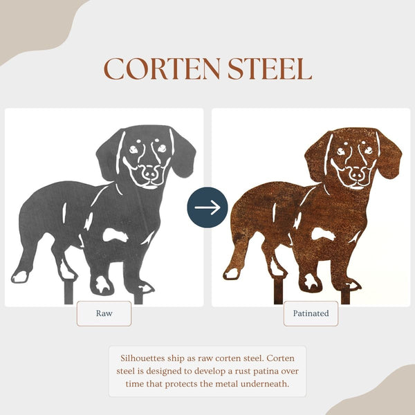 Dachshund Shorthaired Corten steel dog silhouette – My Metal Rescue