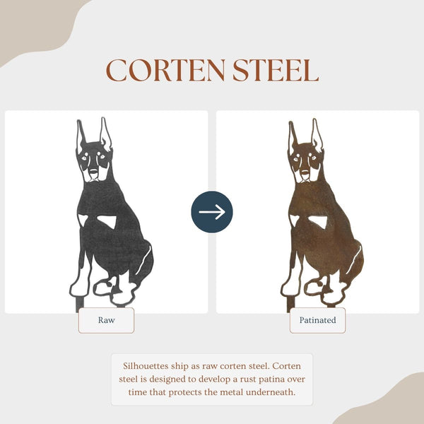 Miniature Pinscher Corten steel dog silhouette – My Metal Rescue