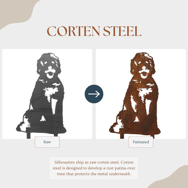 Doodle Corten steel dog silhouette – My Metal Rescue