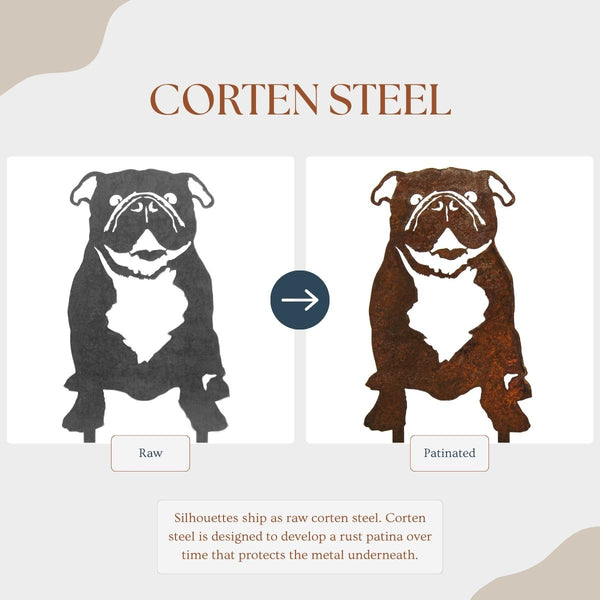 English Bulldog Corten steel dog silhouette – My Metal Rescue