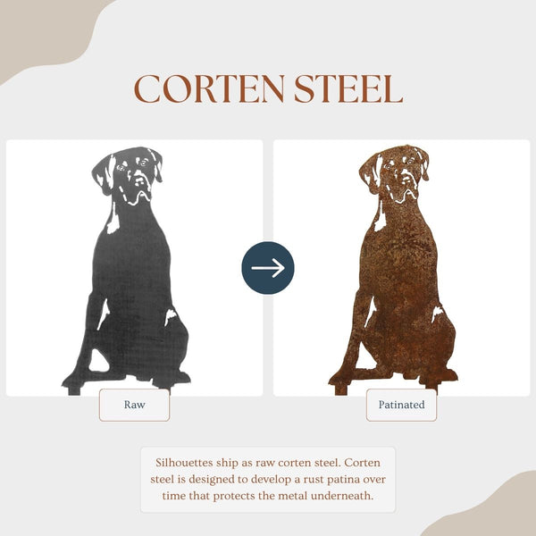 German Shorthaired Pointer Corten steel dog silhouette – My Metal Rescue
