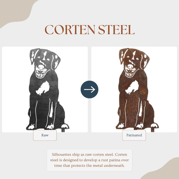 German Wirehaired Pointer Corten steel dog silhouette – My Metal Rescue
