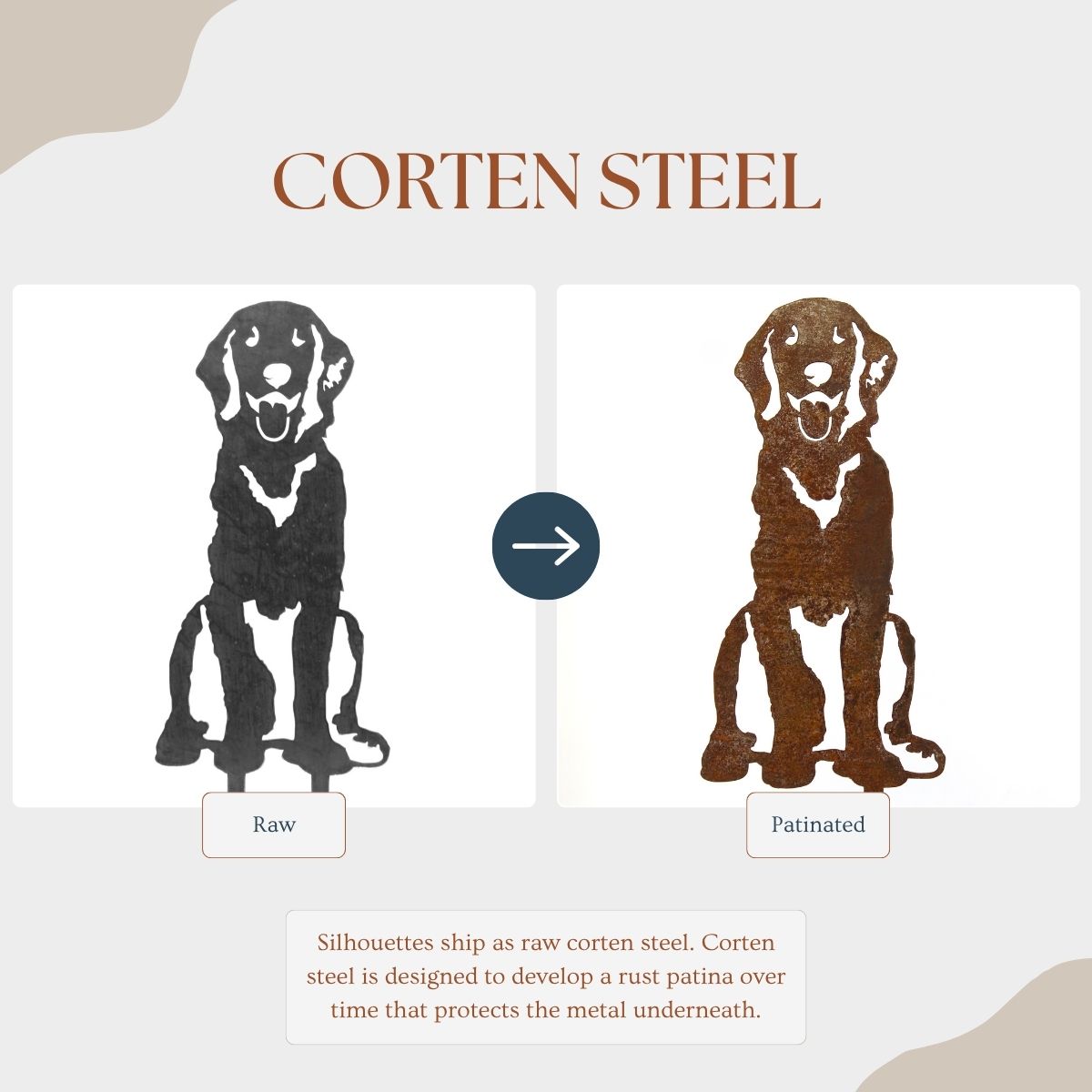 Flat Coated Retriever Metal Art Handmade Dog Silhouette Corten steel dog silhouette – My Metal Rescue