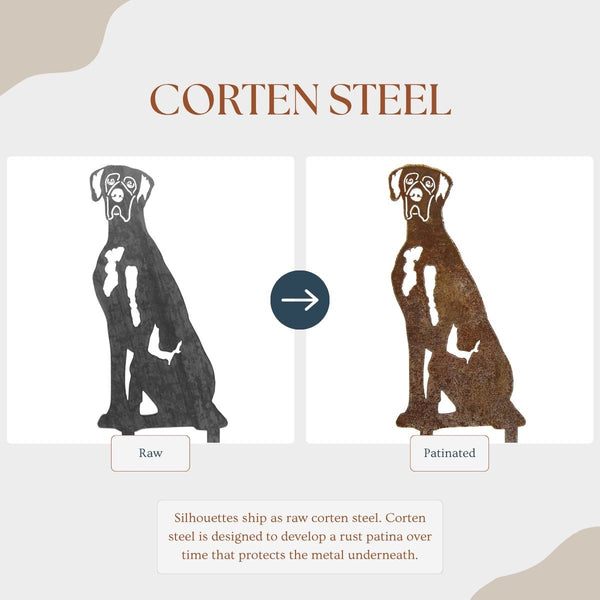 Great Dane Corten steel dog silhouette – My Metal Rescue