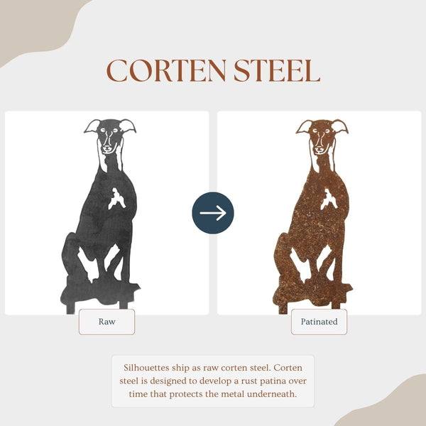Greyhound Corten steel dog silhouette – My Metal Rescue