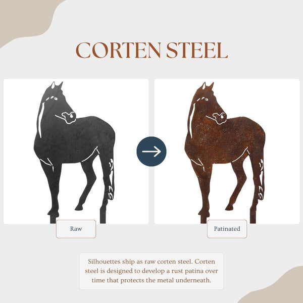 Horse Corten steel dog silhouette – My Metal Rescue
