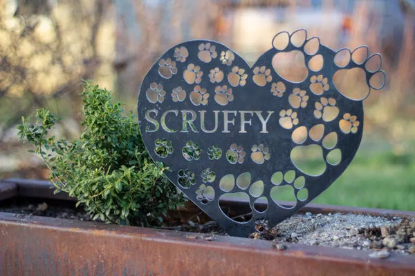 Example custom pet silhouette cut from Corten steel – My Metal Rescue