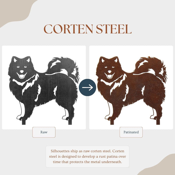 Japanese Spitz Corten steel dog silhouette – My Metal Rescue