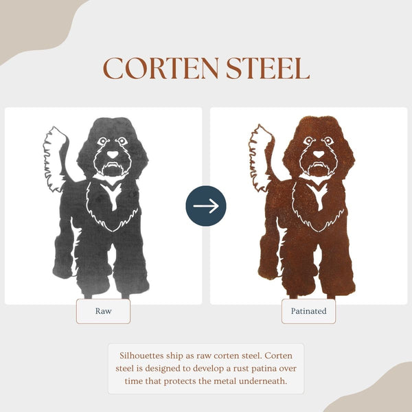 Labradoodle Corten steel dog silhouette – My Metal Rescue