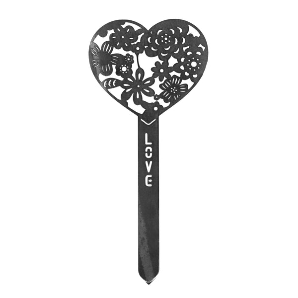 Corten Steel Love Heart Garden Stake in Corten steel, raw polished steel finish – My Metal Rescue