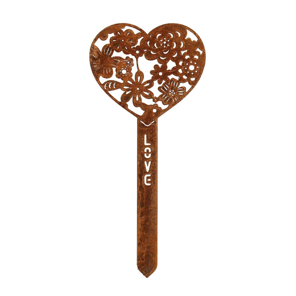 Corten Steel Love Heart Garden Stake in Corten steel, rusted patina finish – My Metal Rescue