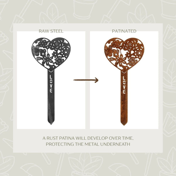 Corten Steel Love Heart Garden Stake in Corten steel – My Metal Rescue