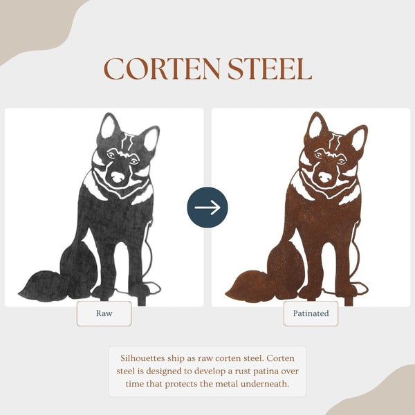 Norwegian Elkhound Corten steel dog silhouette – My Metal Rescue