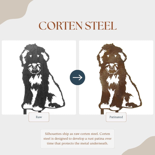 Old English Sheepdog Corten steel dog silhouette – My Metal Rescue
