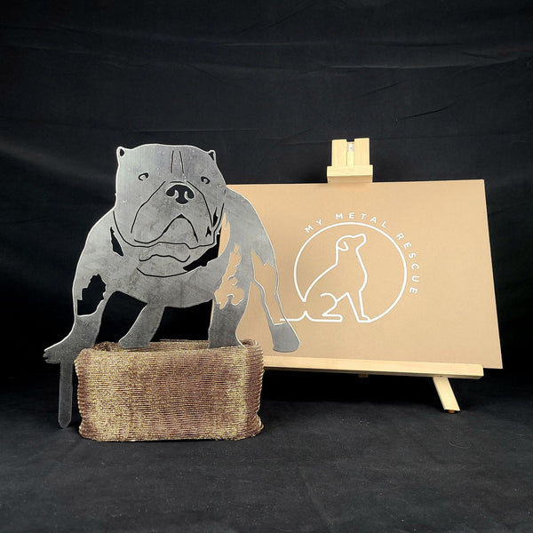 American Bully Corten steel dog silhouette – My Metal Rescue