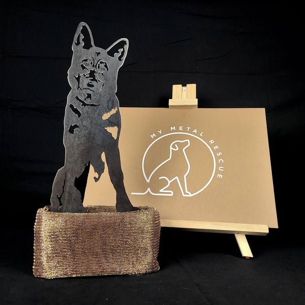 German Shepherd Corten steel dog silhouette – My Metal Rescue