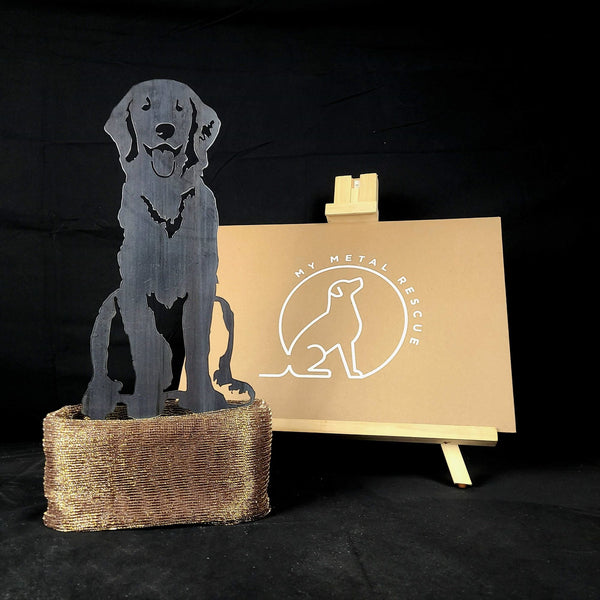 Golden Retriever Sitting Metal Art Handcrafted Dog Décor Corten steel dog silhouette – My Metal Rescue