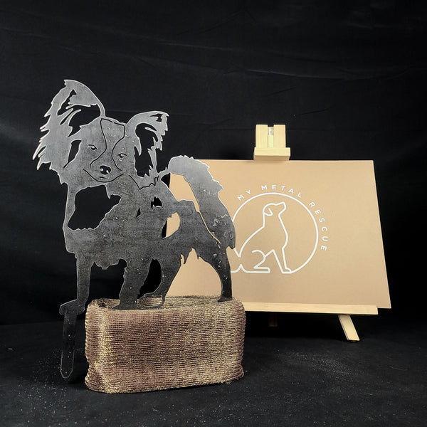 Papillon Corten steel dog silhouette – My Metal Rescue