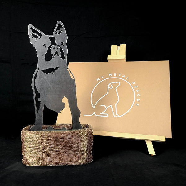 Boston Terrier Corten steel dog silhouette – My Metal Rescue
