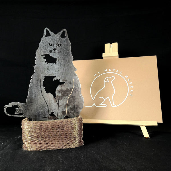 British Longhair Corten steel dog silhouette – My Metal Rescue