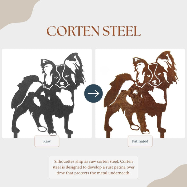 Papillon Corten steel dog silhouette – My Metal Rescue