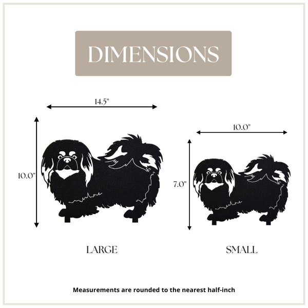 Pekingese Corten steel dog silhouette, matte black finish – My Metal Rescue