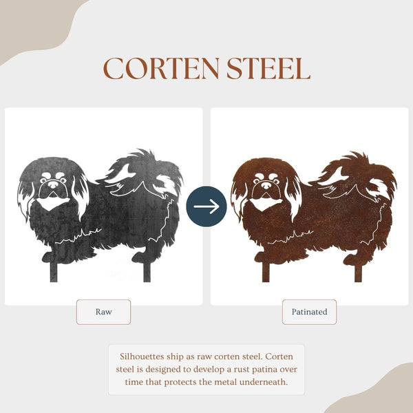 Pekingese Corten steel dog silhouette – My Metal Rescue