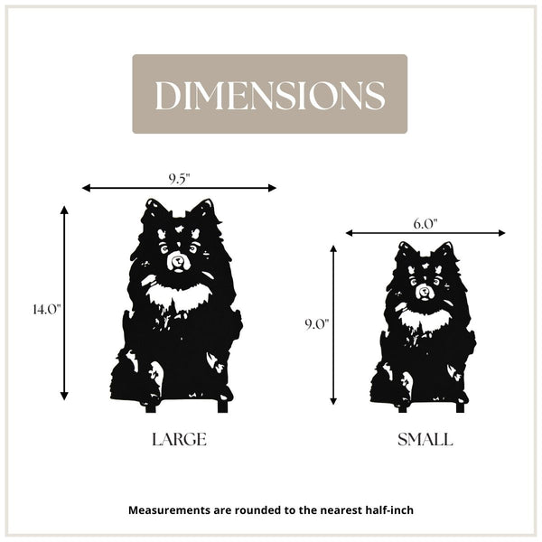 Pomeranian Corten steel dog silhouette, matte black finish – My Metal Rescue