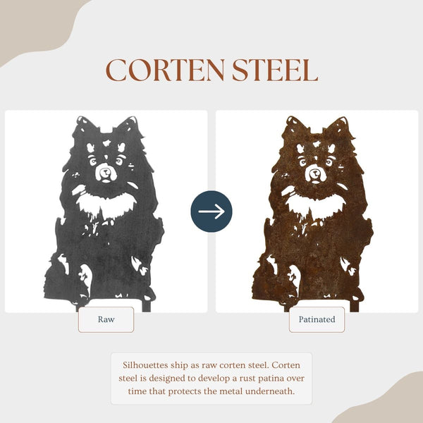 German Spitz Corten steel dog silhouette – My Metal Rescue