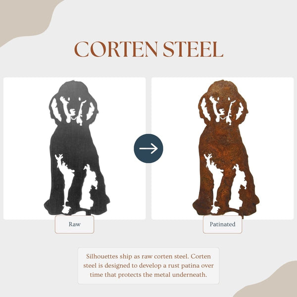 Poodle Corten steel dog silhouette – My Metal Rescue