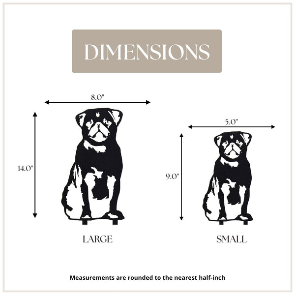 Pug Corten steel dog silhouette, matte black finish – My Metal Rescue