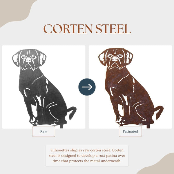 Puggle Corten steel dog silhouette – My Metal Rescue