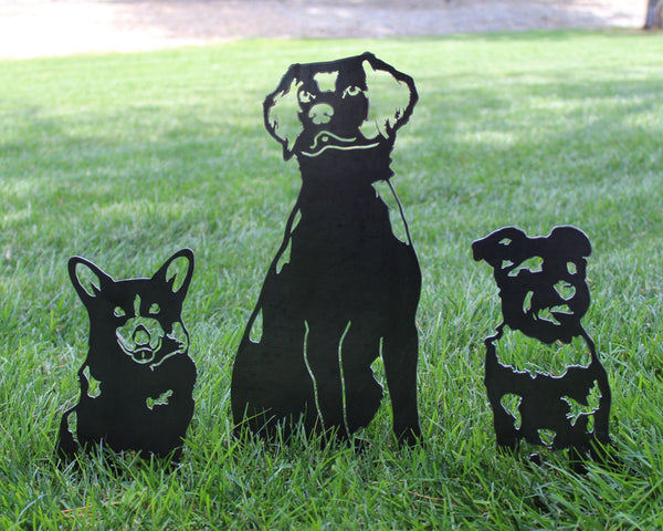 Brittany Spaniel Corten steel dog silhouette, raw polished steel finish – My Metal Rescue