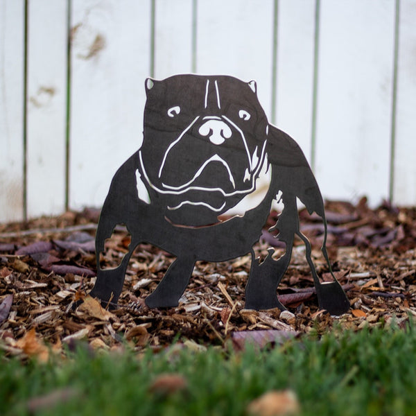 American Bully Corten steel dog silhouette, raw polished steel finish – My Metal Rescue