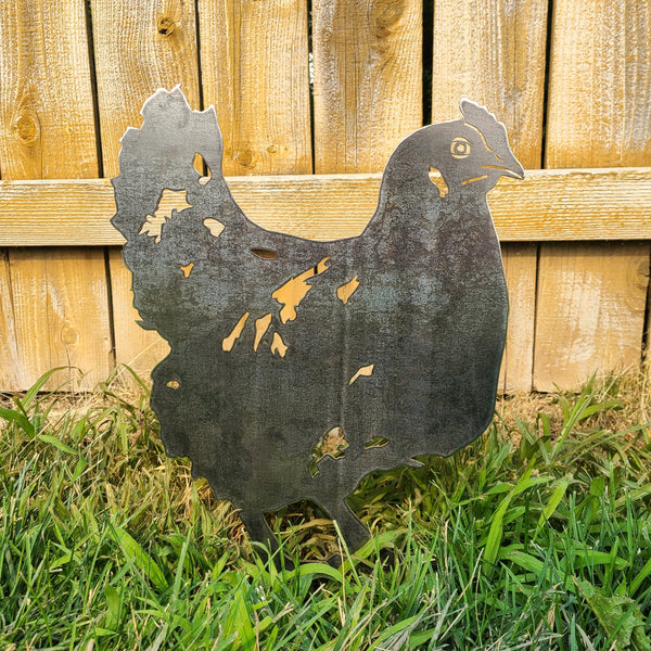 Chicken Corten steel dog silhouette, raw polished steel finish – My Metal Rescue