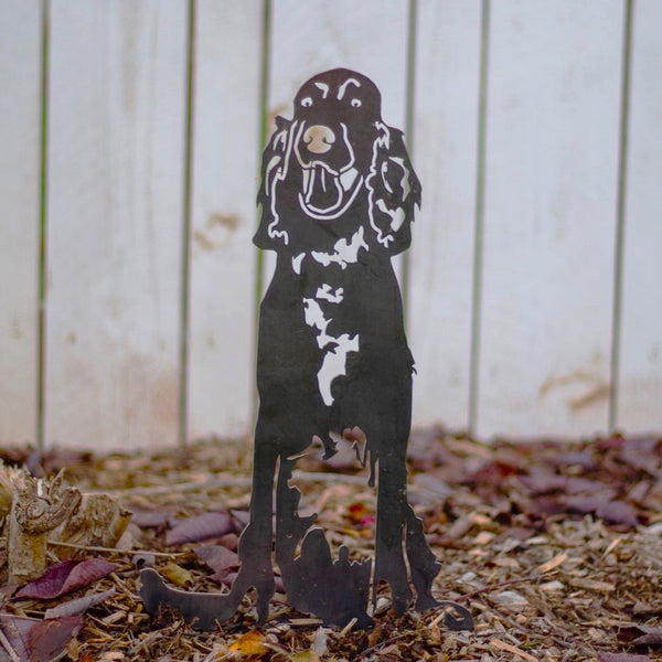 English Setter Corten steel dog silhouette, raw polished steel finish – My Metal Rescue