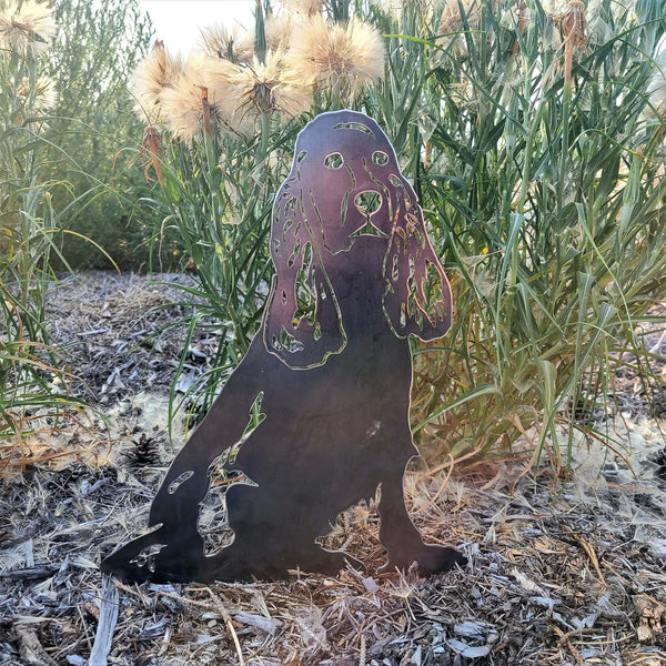 Cocker Spaniel Corten steel dog silhouette, raw polished steel finish – My Metal Rescue