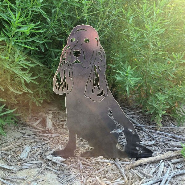 Springer Spaniel Corten steel dog silhouette, raw polished steel finish – My Metal Rescue