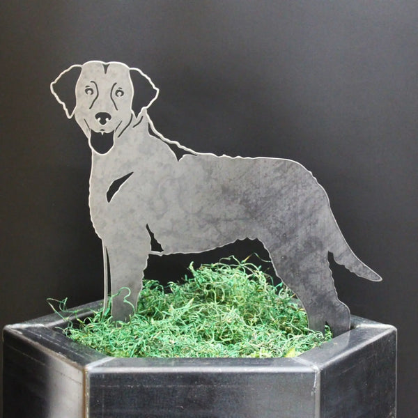 Curly Coated Retriever Corten steel dog silhouette, raw polished steel finish – My Metal Rescue