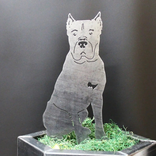 Cane Corso Corten steel dog silhouette, raw polished steel finish – My Metal Rescue