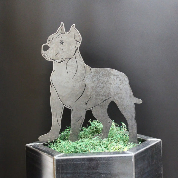 Dogo Argentino Corten steel dog silhouette, raw polished steel finish – My Metal Rescue