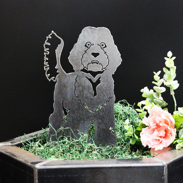 Labradoodle Corten steel dog silhouette, raw polished steel finish – My Metal Rescue