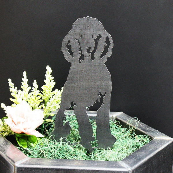 Poodle Corten steel dog silhouette, raw polished steel finish – My Metal Rescue
