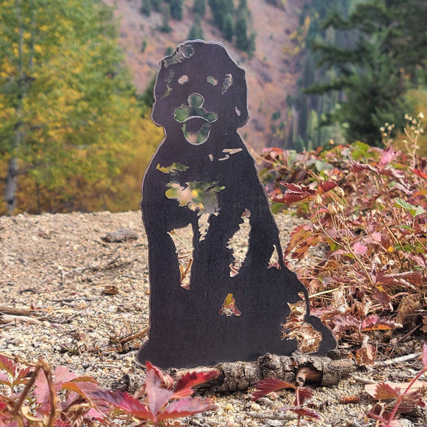 Doodle Corten steel dog silhouette, raw polished steel finish – My Metal Rescue