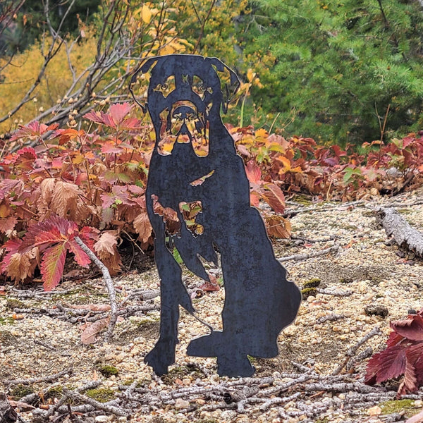 Mastiff Corten steel dog silhouette, raw polished steel finish – My Metal Rescue