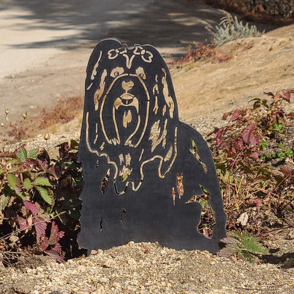 Lhasa Apso Corten steel dog silhouette, raw polished steel finish – My Metal Rescue